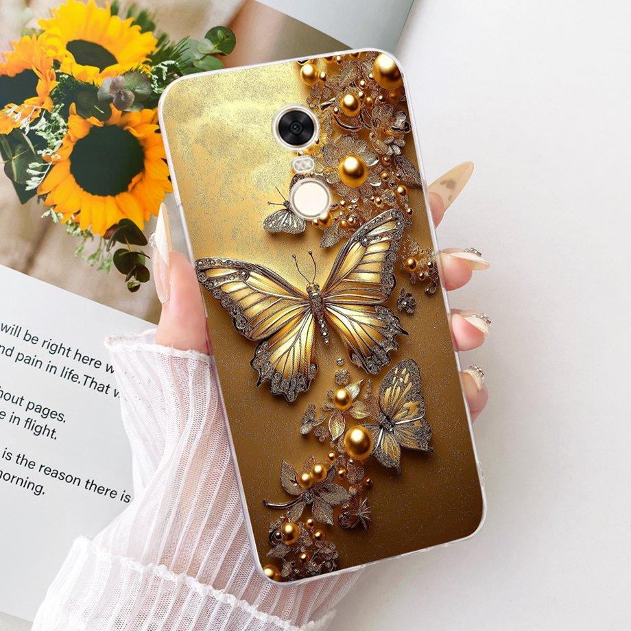 For Xiaomi Redmi 5 Plus Redmi5 Phone Case Luxury Flower Butterfly Cartoon Bow Pattern Back Cover Soft TPU Silicone Bumper