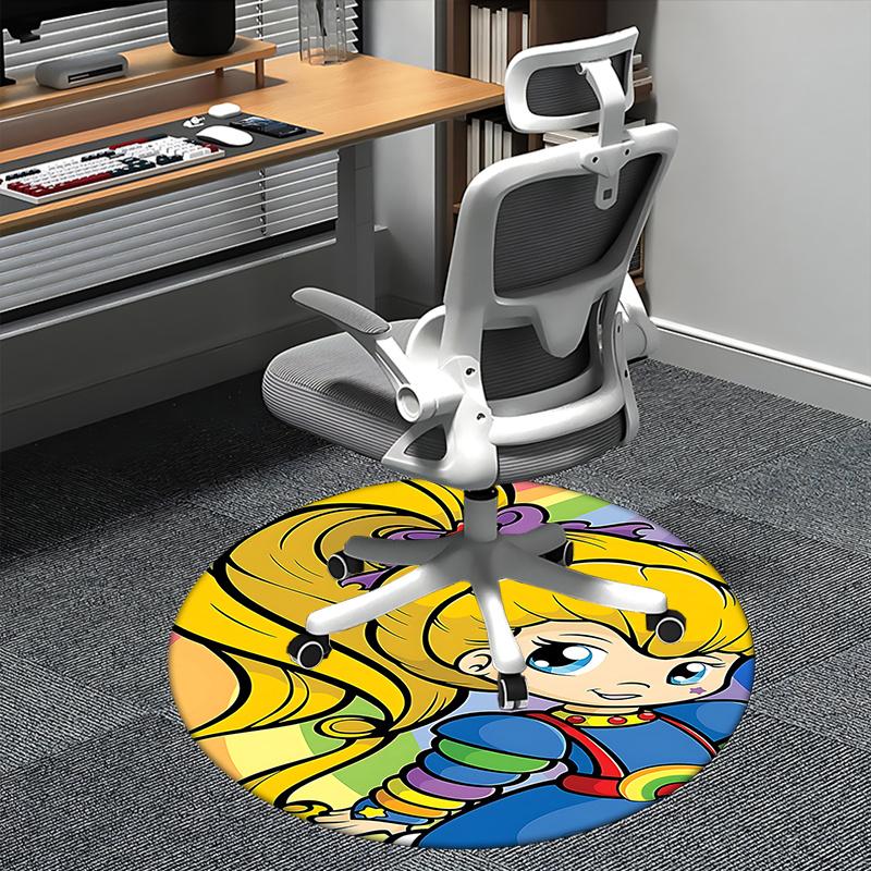 Rainbow Brite Colorful Cartoon Chair Mat - Round Carpet for Home Decor 80cm