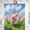 Cute Pig Blanket, Animal Pig Themed Flannel Blanket Gifts for Women Girls Soft Cozy Fleece Throw Blanket for Travel, Couch, Bed