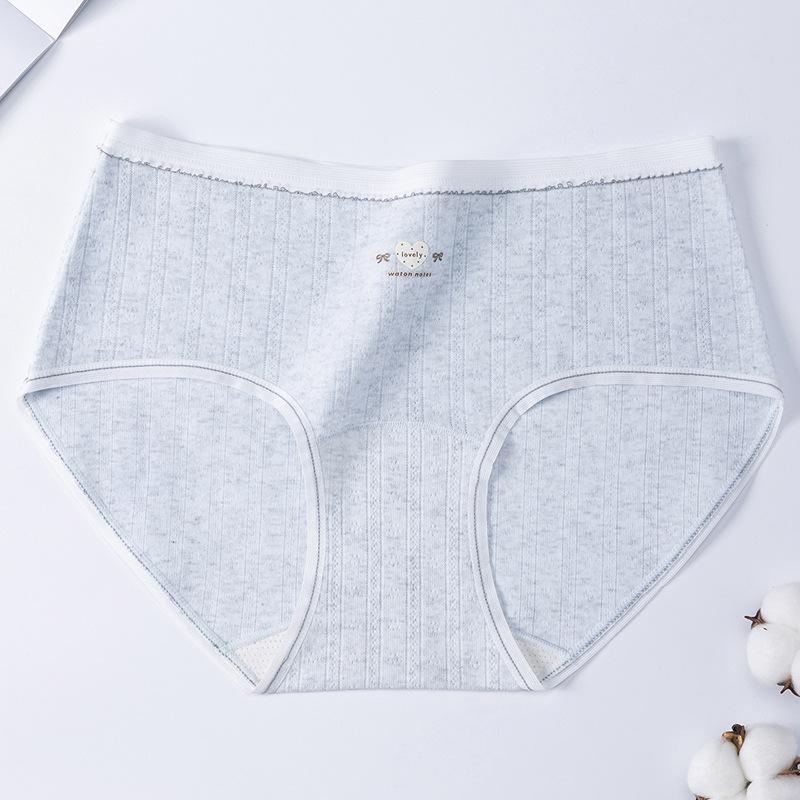 Women's Spring and Autumn Color Yarn Cotton 10A Bacteriostatic Extended Crotch High Shot Middle Waist Triangle Briefs