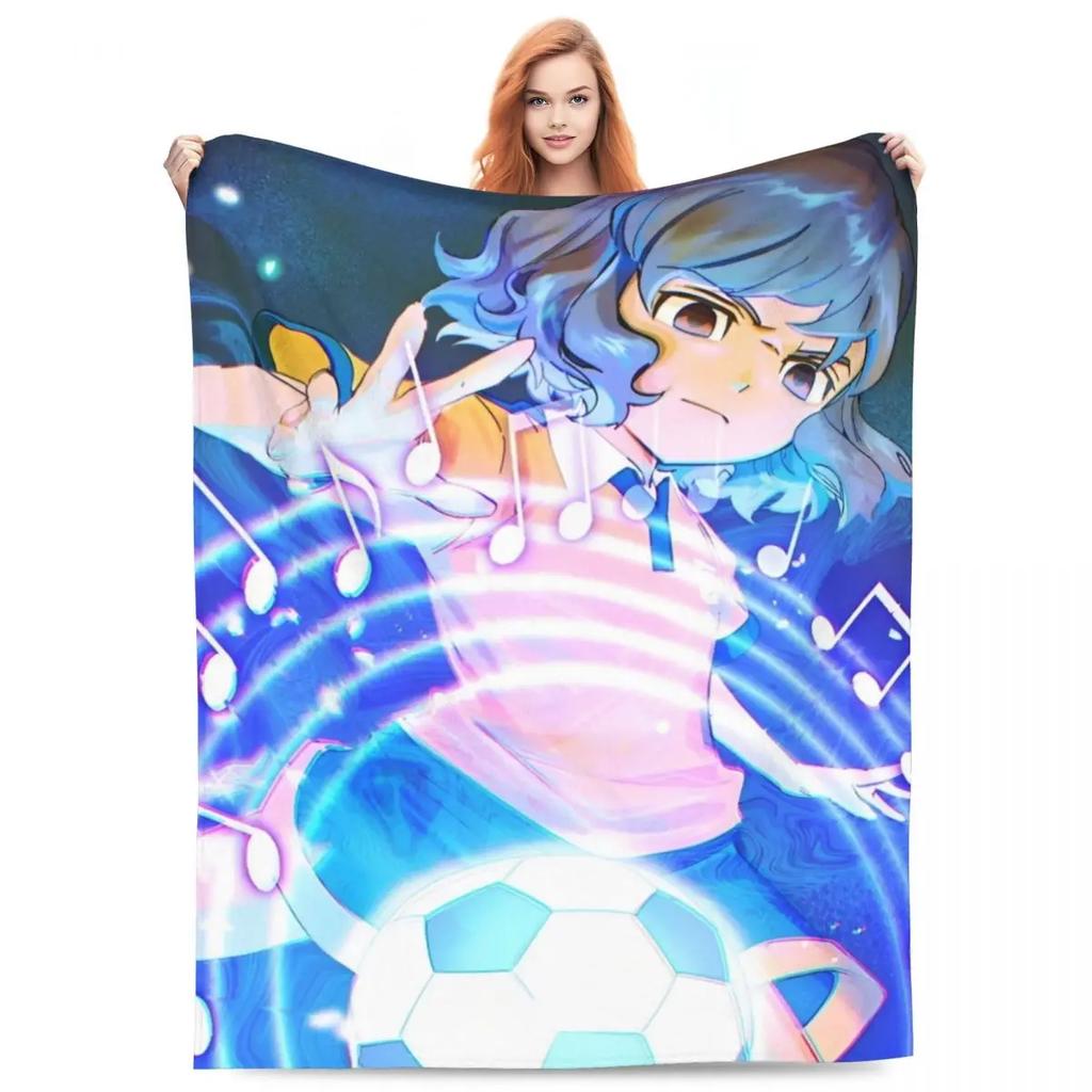 Inazuma Eleven Decken Flanell Textil Dekoration Videospiel Sportspiel Atmungsaktiv Weich Überwurfdecken für Zuhause Reise Steppdecke