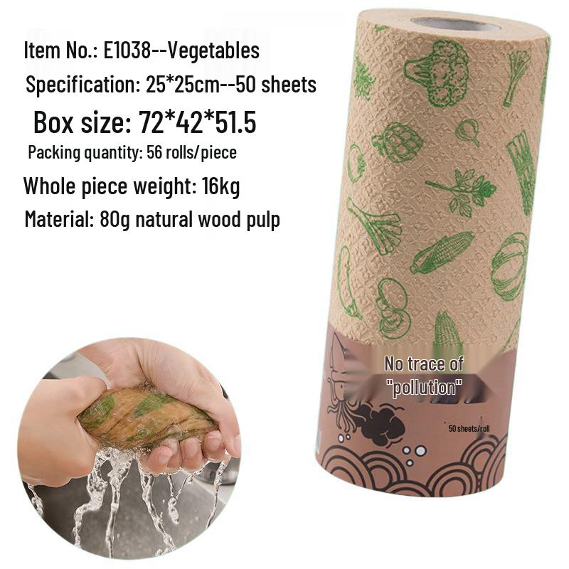 Bamboo Fiber Disposable Kitchen Wipes - Thick, Non-Shedding, Water-Absorbing Cleaning Cloths