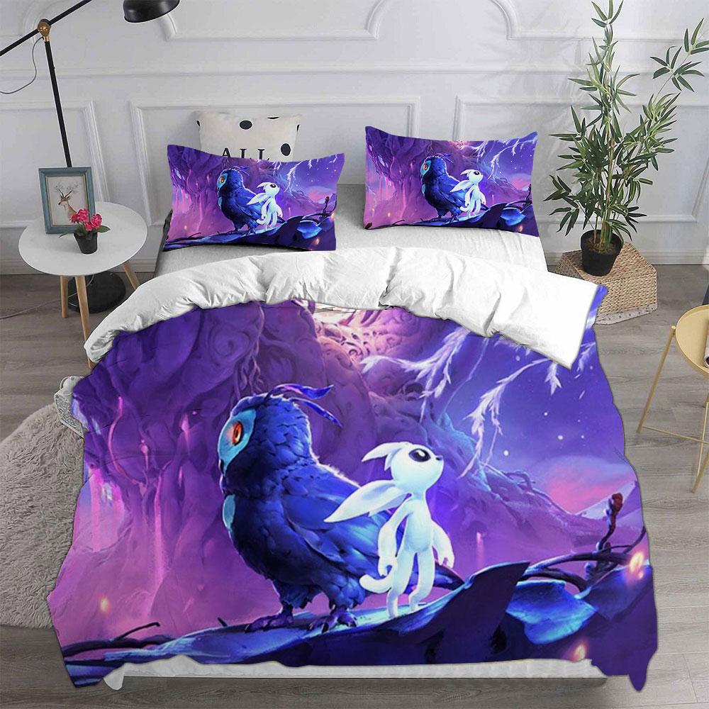 3D Game Ori and the Blind Forest Bedding Sets Comforter Quilt Bed Cover Duvet Cover Pillow Case 2-3 Pieces Sets Kids Adult Size