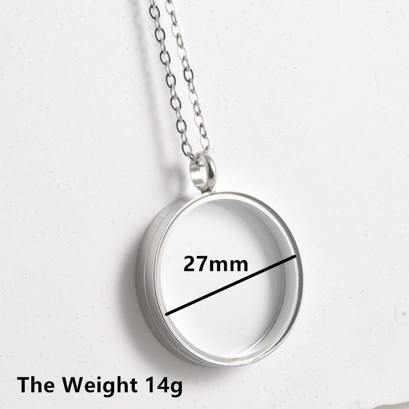 1Pc Stainless Steel Openable Glass Medaillon Coin Holder Collar Jewelry Round Reliquary Photo Floating Locket Pendant Necklaces