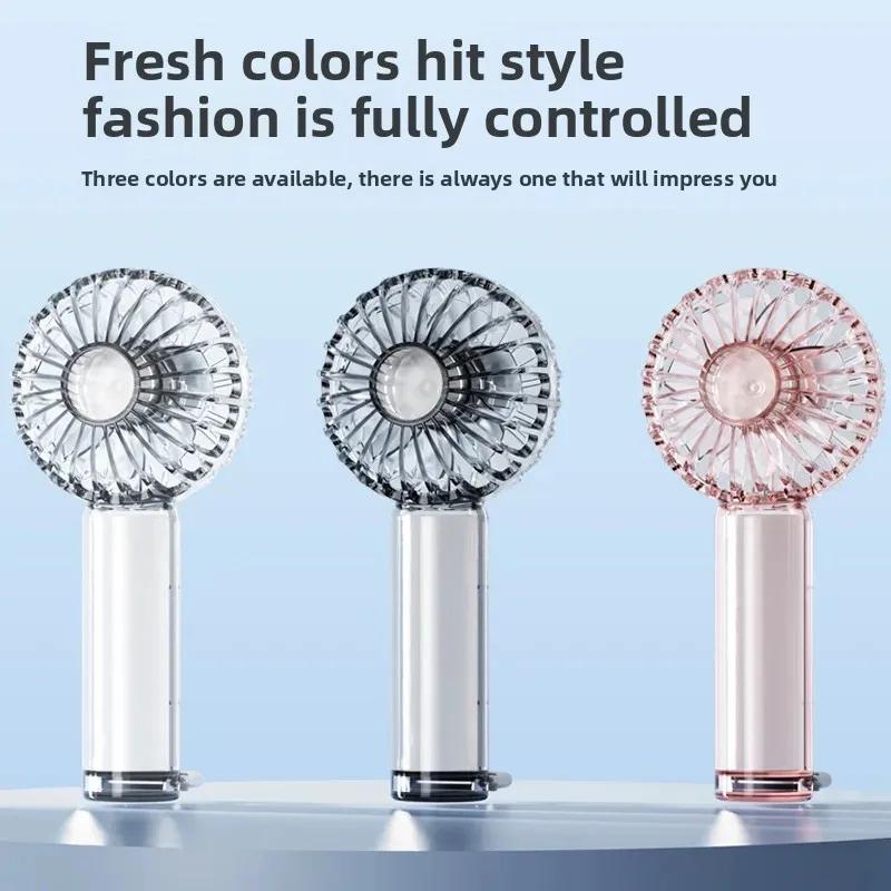 Mini Transparent Portable Handheld Fan USB Outdoor Silent Desktop Fan Hooks Included Home Appliance