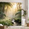 Tropical Paradise Bath Curtain - Lush Palm Trees & Crystal Waterfall, Waterproof Home Decor Adds Exotic Beauty To Your Bathroom