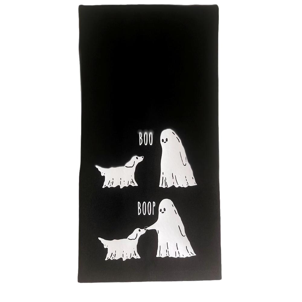 

Boop Ghost Halloween Black Tea Towel Spooky Boo Hand Towel Bathroom Kitchen Decor Supplies Housewarming Hostess Present Souvenir 1pcs 40x60cm