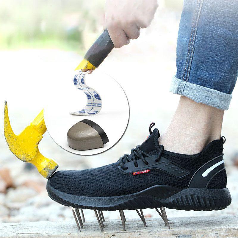 Breathable Mens Womens Safety Shoes Trainers With Slip Resistant Steel Sole
