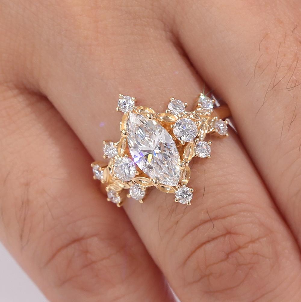 Provence Moissanite Anniversary Rings for Women 1.2 CT Marquise Cut Engagement Ring for Girlfriend Promise Ring Luxury DIY Ring