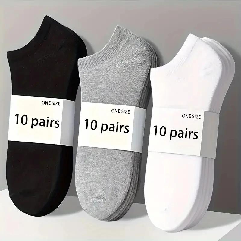 Thin Version Breathable Lightweight Ideal for Sports Versatile Ankle Socks 10pairs Grey Unisex Comfort Fit Ankle Socks