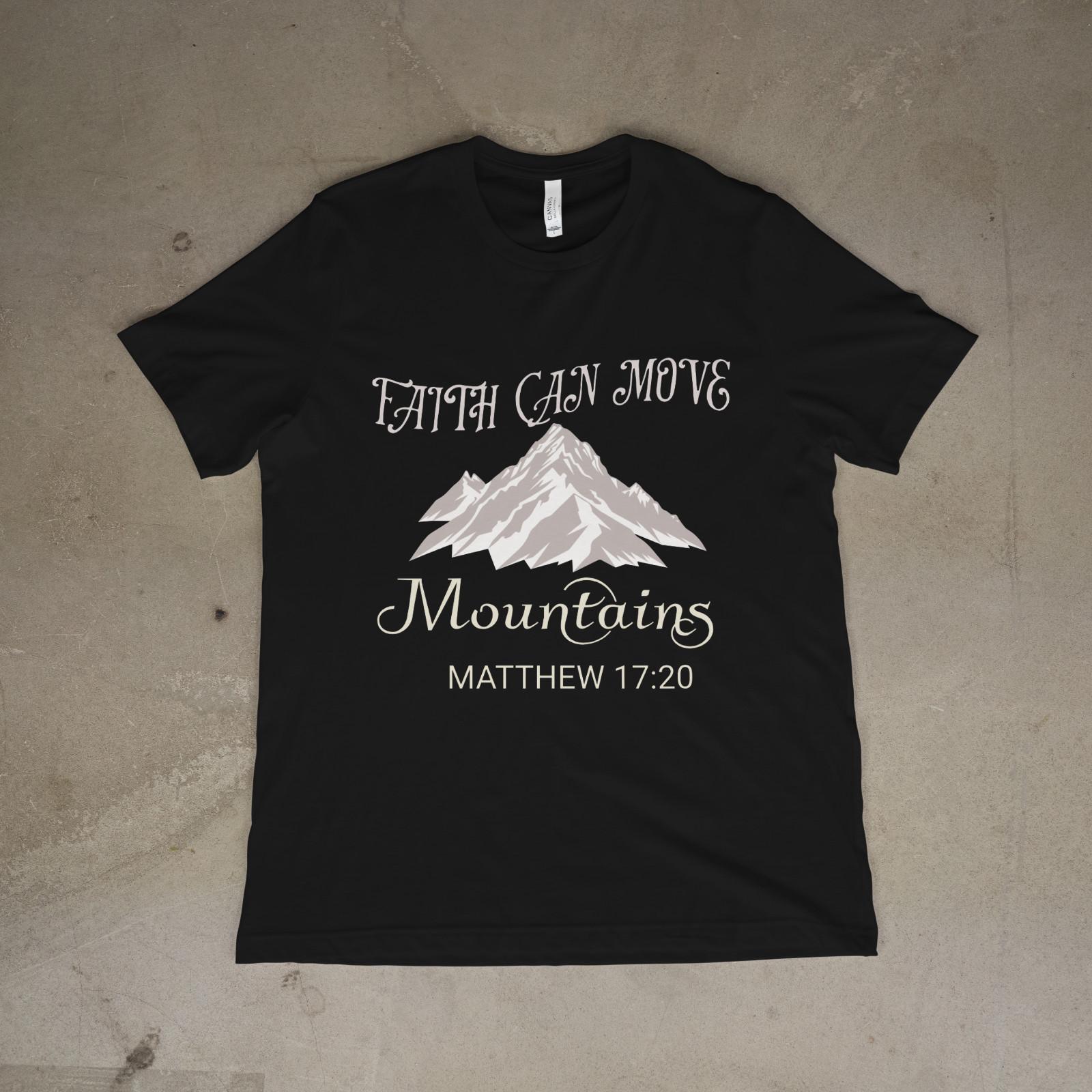 Faith Can Move Mountains Christian Shirt Matthew 17:20 Bible Verse Tee XXL