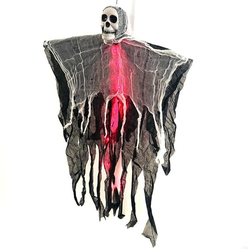 Подвесной привидение на Хэллоуин, светящийся скелет-привидение, подвесное украшение, принадлежности для вечеринки на Хэллоуин, украшения для дома с привидениями красный