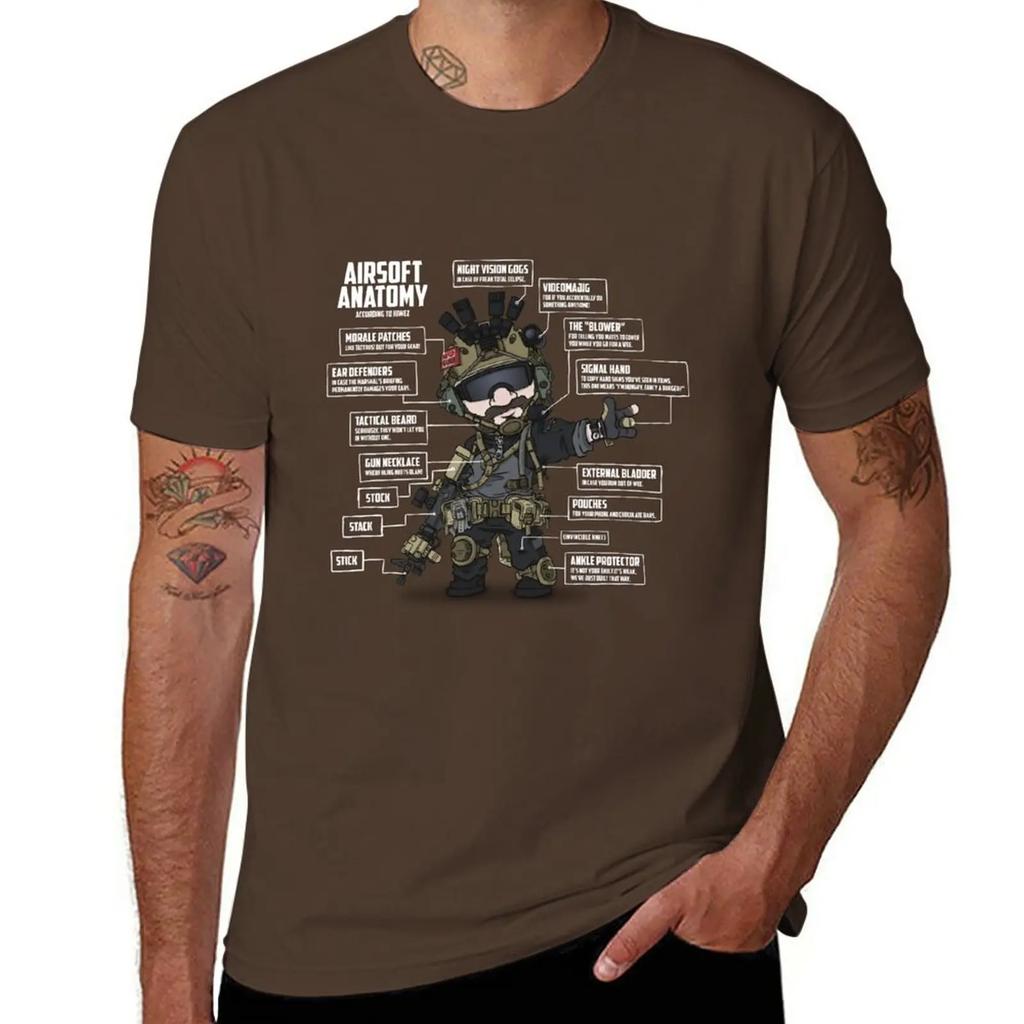 Oversized graphicswearAIRSOFT ANATOMY (white writing) T-Shirt Blouse customs t shirts forSuper Cotton