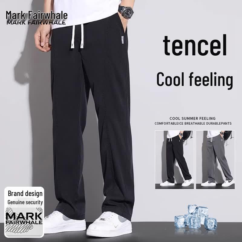 MARK FAIRWHALE Men s Summer Tencel Lyocell Cool-Touch Straight-Leg Casual Pants 5XL (40)