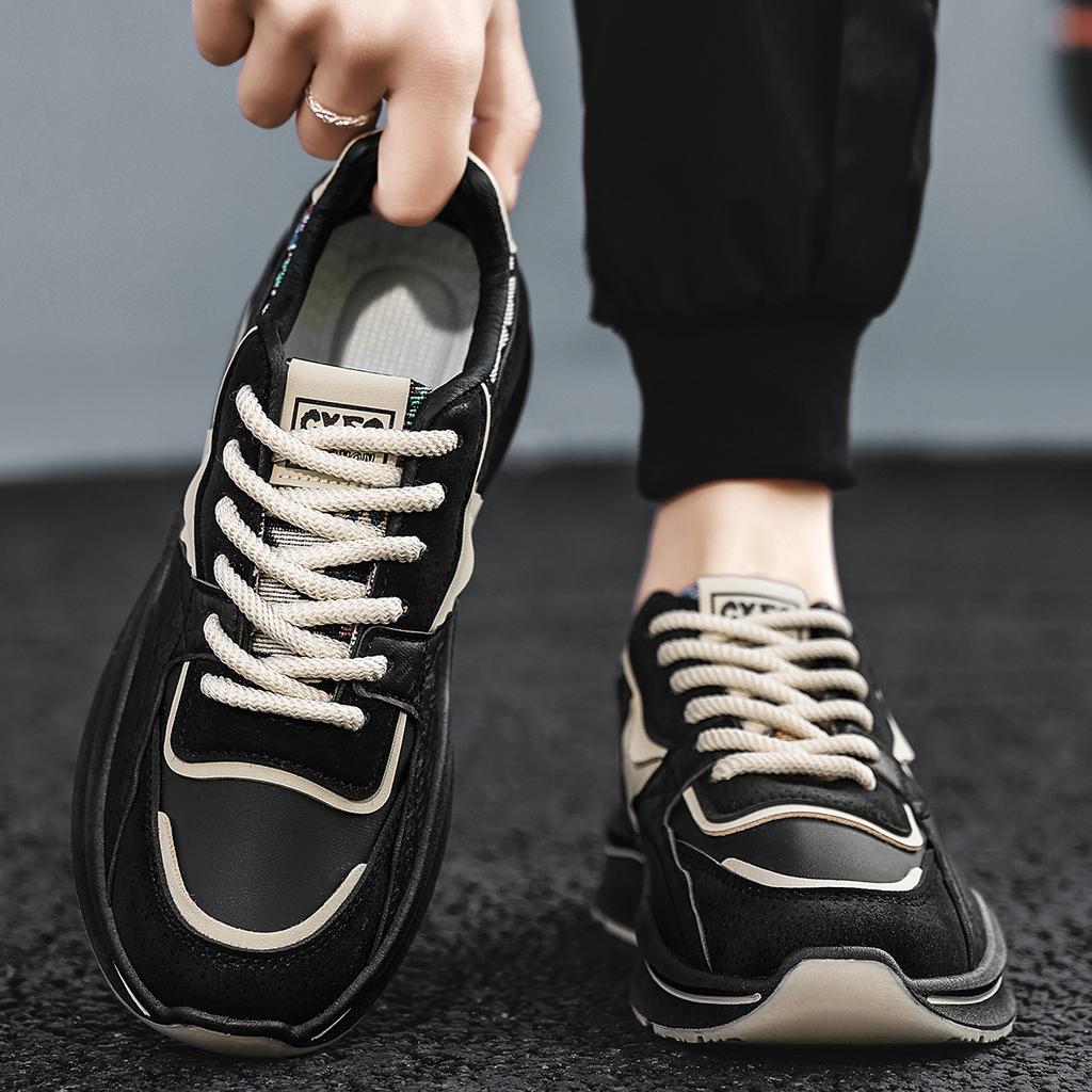 2025 Frühling Neue Herrenschuhe Rutschfest Abriebfest Lässig Sportschuhe, Farblich Passende Tägliche Low-Top Schnürschuhe