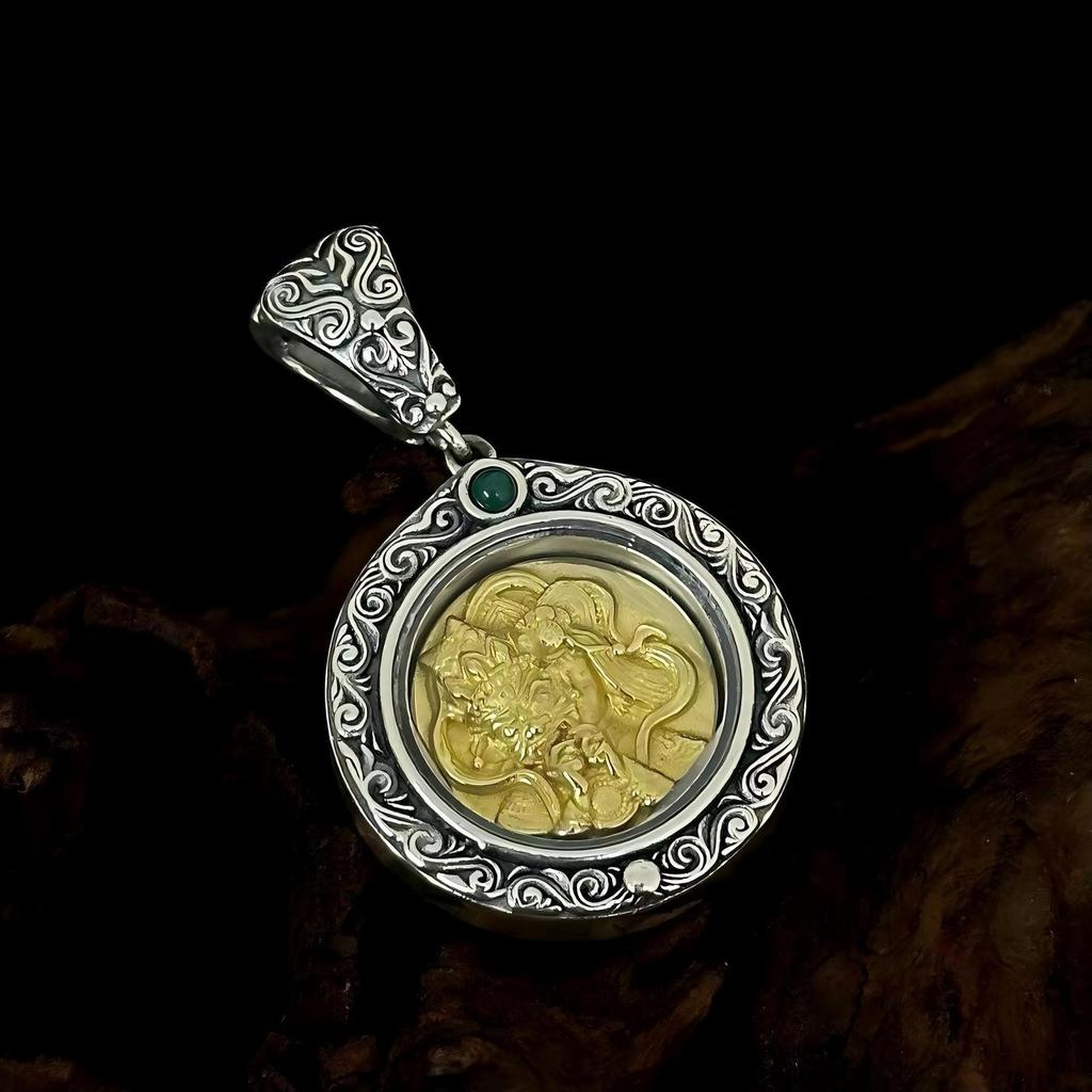 S925 Sterling Silver Buddha Pendant Necklace with Versatile Buckle and Six-Syllable Mantra Design