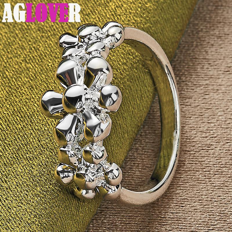 925 Sterling sølv tre blomster ring smykker