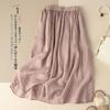 2024 Women's Summer Hanfu Mid-Length Skirt - Retro Cotton/Linen, Hip-Covering, High-End Solid Color Design