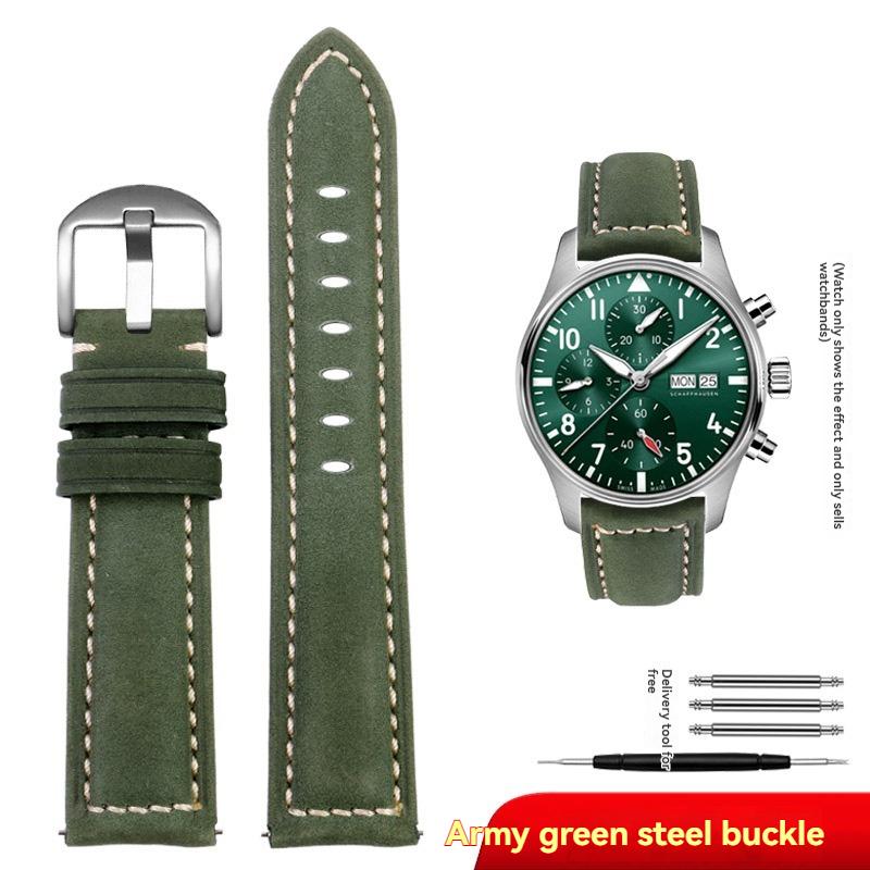 Genuine Leather Watch Band for Panerai/Tissot/Mido/Omega/IWC | 20mm 22mm 24mm 26mm | Retro Crazy Horse Cowhide Strap for Men