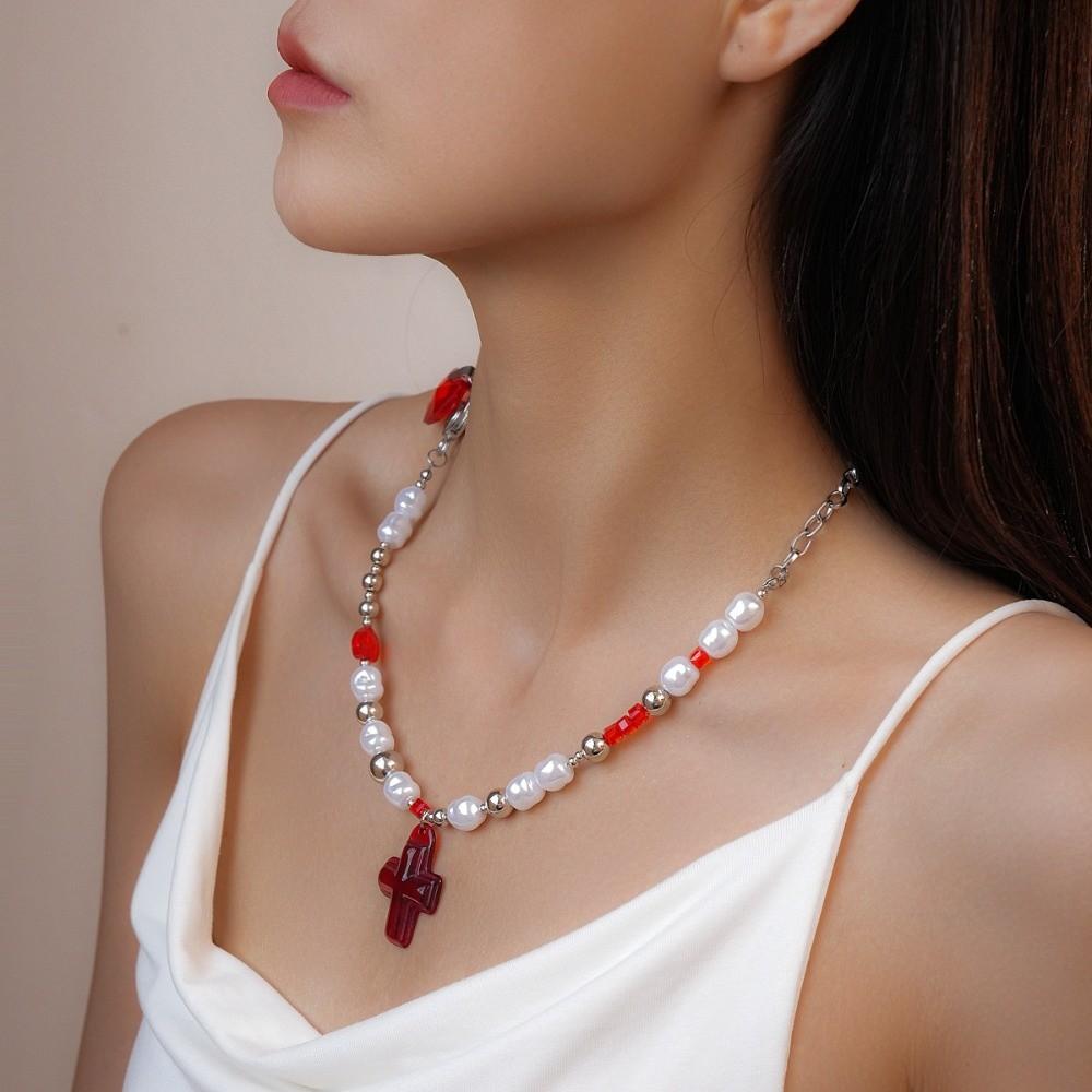 Jewelry Cross Necklace Rhinestone Cross Pendant Streetwear Cross Choker Chain Women Gifts