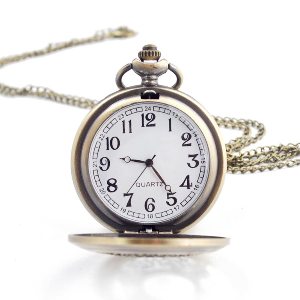 Retro Quartz Pocket Watch Round Hollow Out Design Alloy Watch Clothing Decoration Gifts