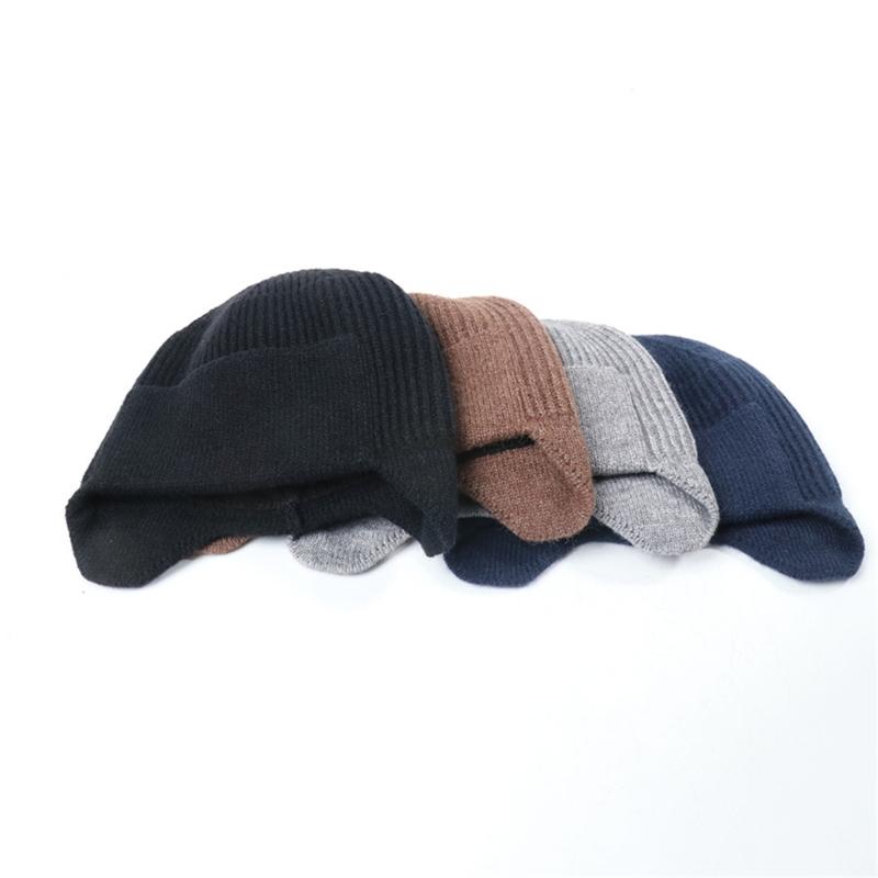 Knit Brimless With Solid Color Earflaps Design Soft Acrylic Winter Pullover Hat For Unisex Adults Teens Daily Cycling Wear