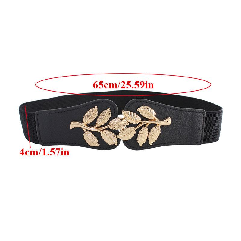 Trendy Golden Leaves Buckle Wide Elastic Waist Belt For Ladies Waist Belt Clothing Accessories Party Decoration