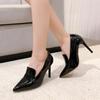 35-42 Women Shoes Pointed Toe Pumps Patent Leather Dress High Heels Boat Shoes Wedding Shoes