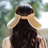 Damen Faltbarer Sonnenhut mit offenem Oberteil für Reisen im Freien, Sonnenschutz und UV-Beweis Strohhut zur Gesichtsbetonung, Kleiner Sonnenhut