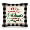 Christmas Checkered Red Letters Digital Printing Short Plush Pillow Covers For Car Sofa Office Cushion Cover Home Goods