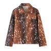 Womens Wool Blend Printed Zip Blazer Jacket Streetwear Outerwear Fall Season