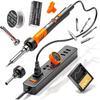 60W Adjustable Temperature Soldering Iron Kit - 9-in-1 With 5 Tips, Solder Wire Stand for Soldering and Repair