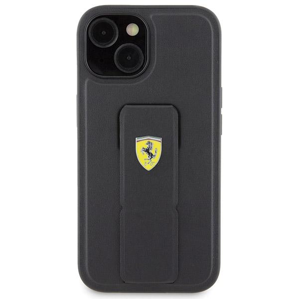 Ferrari Fehcp15Sgspsik Iphone 15 / 14 / 13 6.1 Czarny/Black Hardcase Grip Stand Metal Logo