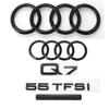 q2 Q7 2016-2024 4Ring logo ABS Black Car Hood Front Grill Emblem Rear Trunk Badge Sticker Q7 Mark Quarrto TFSI Emblem