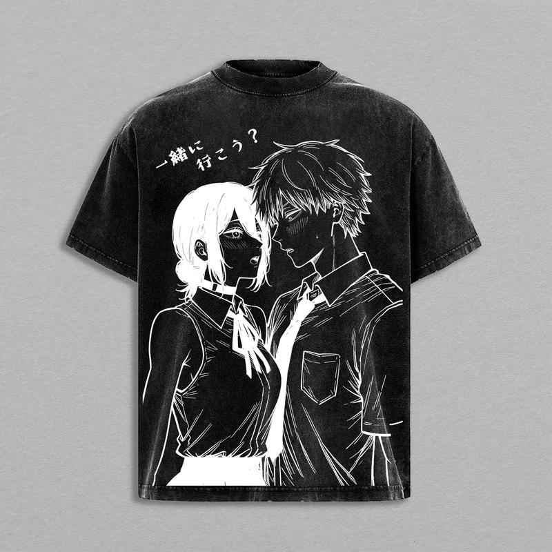

Reze Denji Chainsaw Man Clothing Men Women Manga T-shirts Vintage Washed T Shirt Casual Loose Cotton Tee Harajuku Couple Tshirt XXL чорний