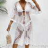 Damen Bikini Cover Up Blumenstickerei Durchsichtige Spitze Strand Kimono für Badeanzug Badeanzug Sommerkleidung
