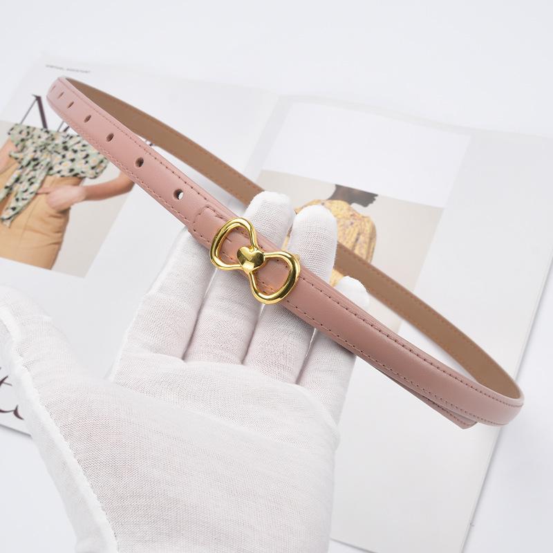 New Genuine Leather Thin Belt Women's Decorative Dress Jeans Fashionable and Versatile Thin Belt Retro Style Trousers