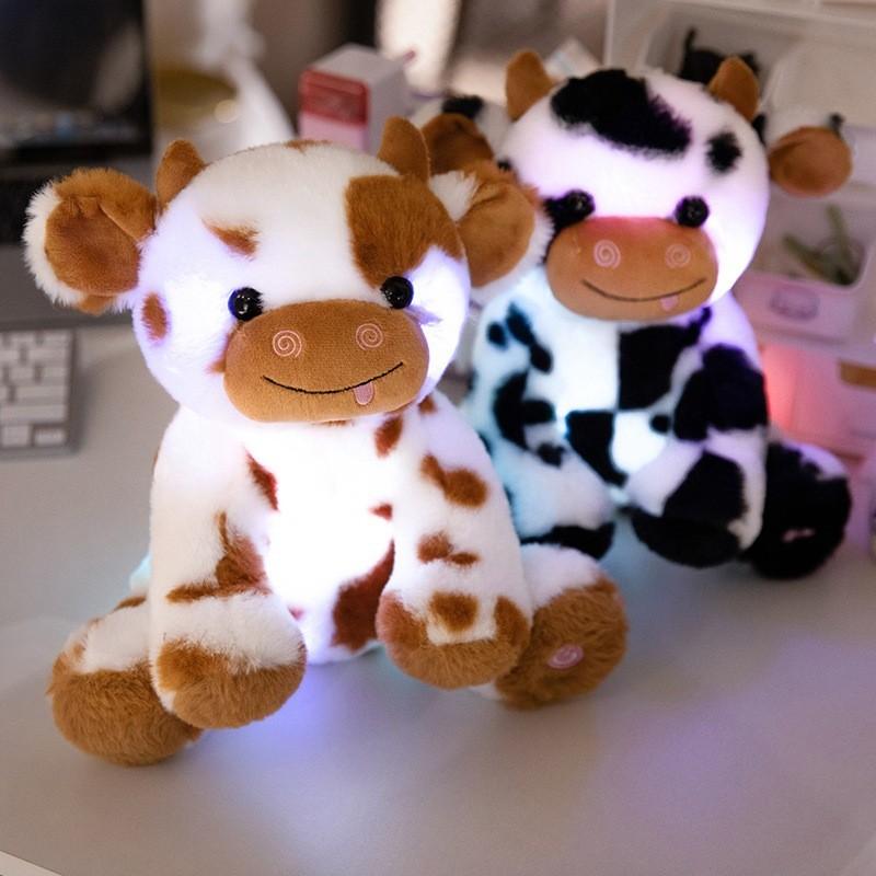 Adorable Glow In The Dark Plush Cow Doll Soft Stuffed Animal For Kids And Infants