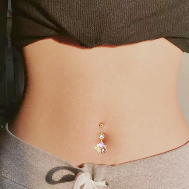 Gaibei Stainless Steel Star Bow Cat Paw Navel Ring