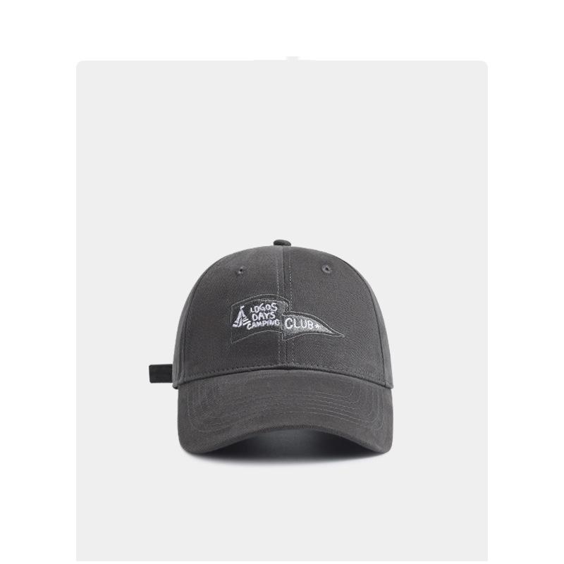 Retro letter embroidered baseball cap men's and women's big head circumference street versatile soft top cap sun protection curved brim hat