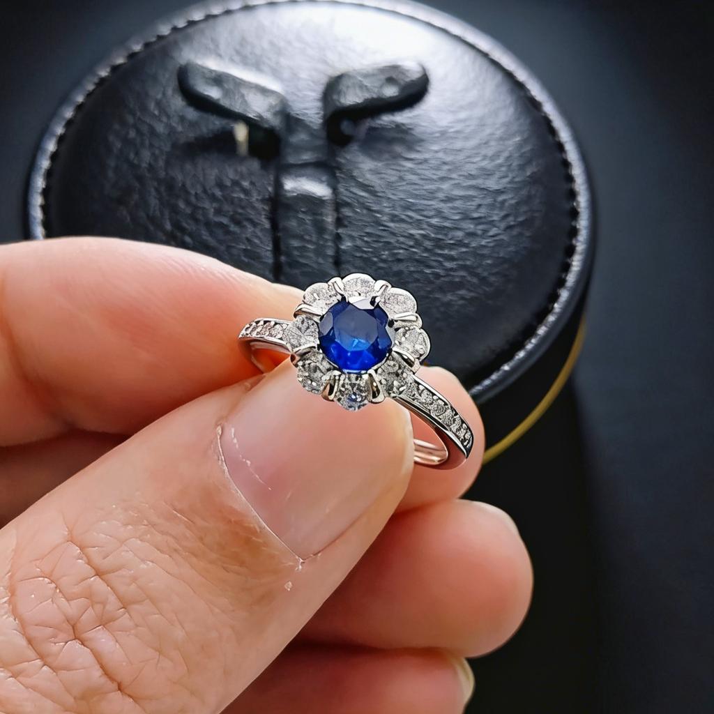 Jewelry Cultivation Ruby Sapphire Bloom Flower Ring Hollow Red Corundum Bouquet Ring