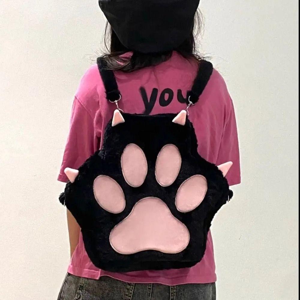 Japanese Style Cartoon Schoolbags Preppy Style Sweet Students Bags Simple Cat Paw Backpack Outdoor
