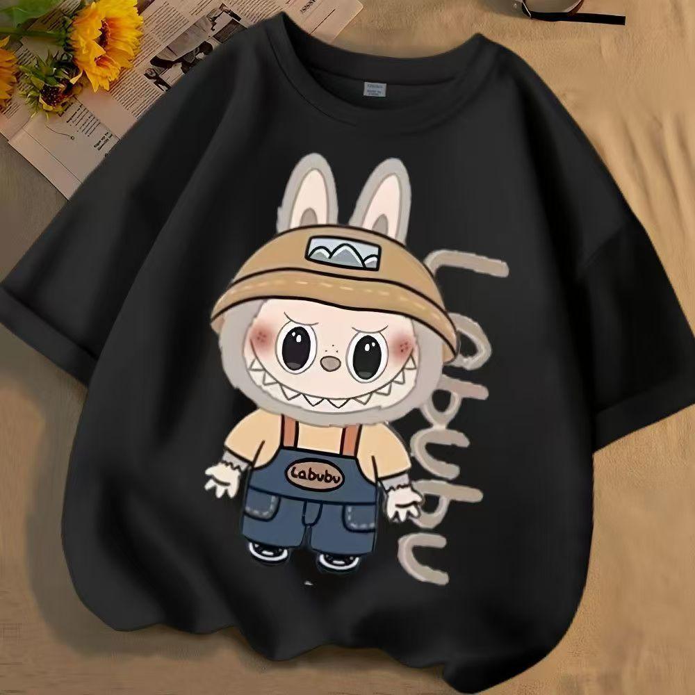 Labubu 3D Tištěné Oblečení Rodič Dítě Dámské Tričko Dětské Tričko Zábavné Anime Kreslené Tištěné Top s Krátkým Rukávem 100-160 S-6XL