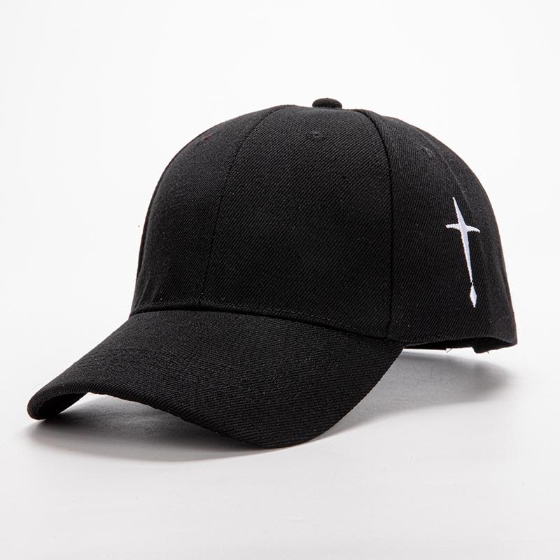 1Pc Korean Solid Color Cross Embroidered Fashionable Men's and Women's Baseball Cap