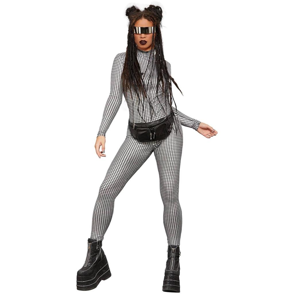 Fever Damen Miss Whiplash Disco Holografischer Catsuit