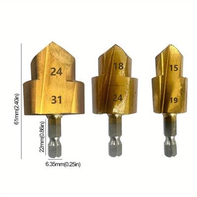 3 Stück PPR Aufbohrbohrer 20/25/32 mm Stufenbohrer Set Sechskantaufnahme Lochbohrer Kernbohrer für Wasserrohr Aufweiten