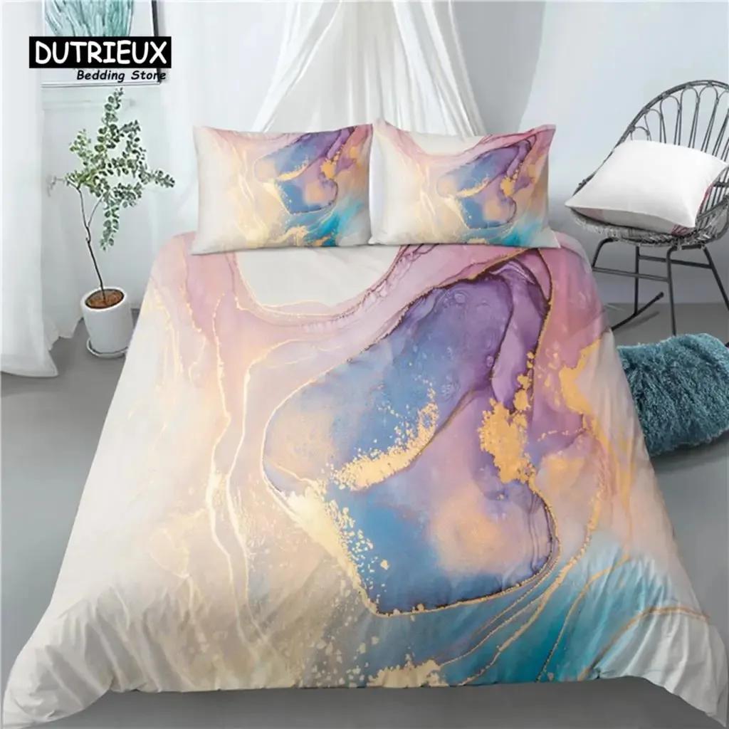 Home Living Luxury 3D Marble Print Comfortable Duvet Cover PillowCase Bedding Set Queen and King EUUSAU Size