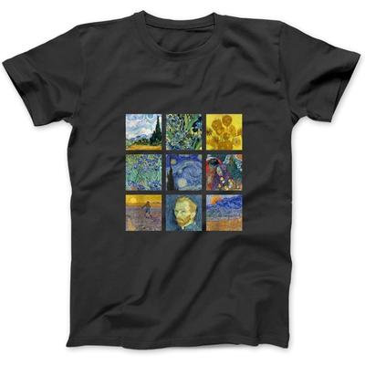 Vincent Van Gogh _ Famous Paintings Starry Night Sunflowers T-Shirt Sweatshirt Hoodie for Men Women Kids Made In Canada Black