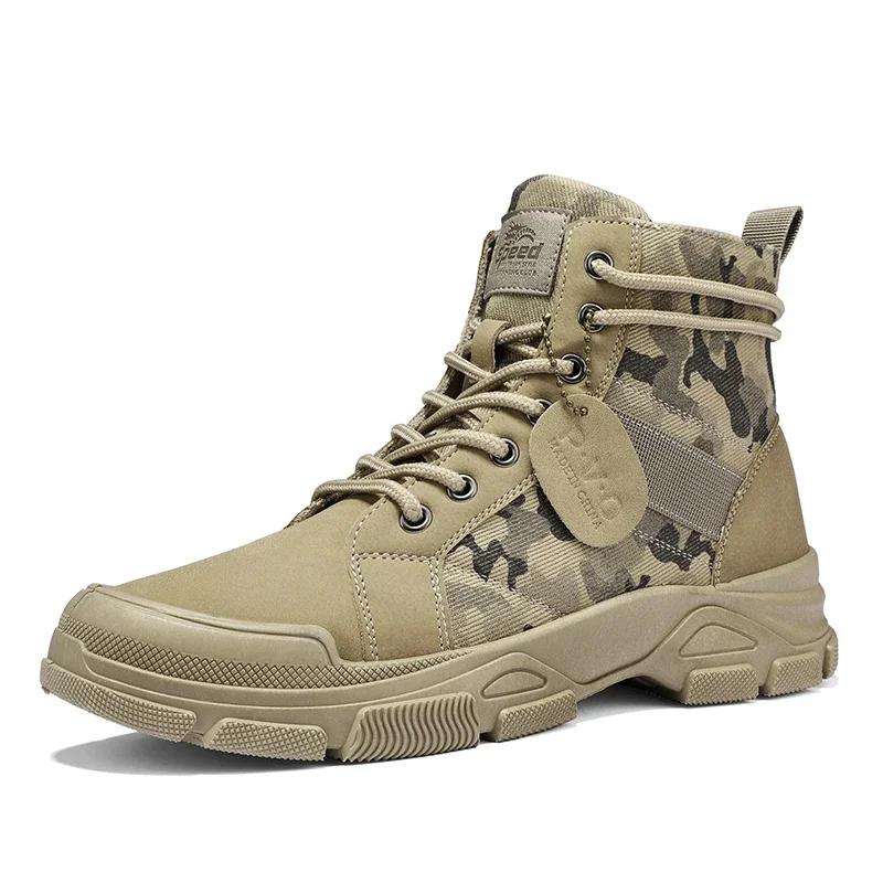 Boots for Men Autumn High Top Camouflage Desert Casual Flats Mens Boot Breathable Non Slip Work Shoes Motocross Boots
