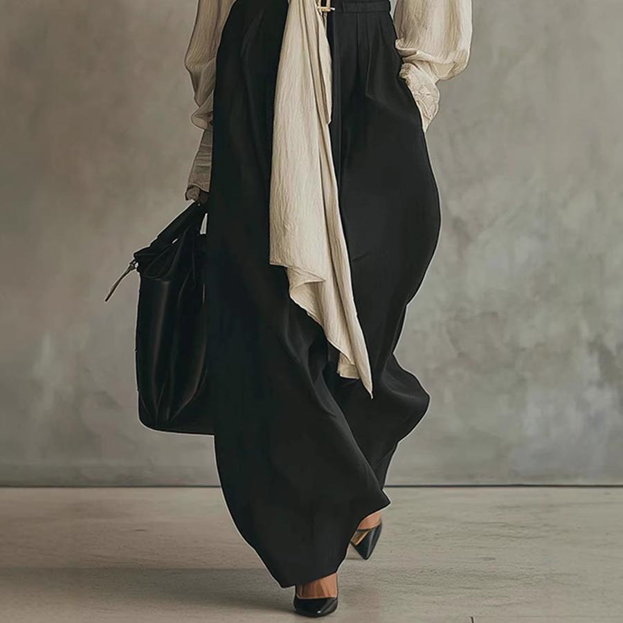 Nouvelle chemise pour femme avec ceinture et pantalon large fluide